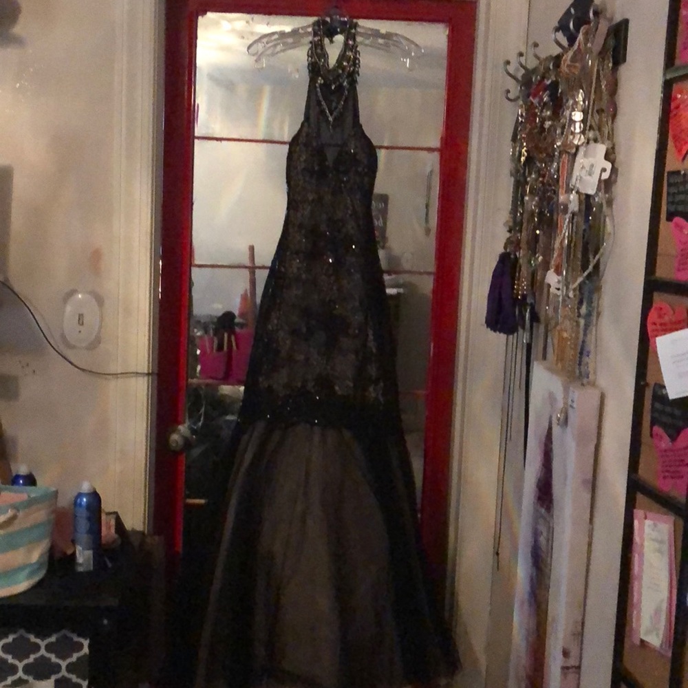 Black sequin prom dress